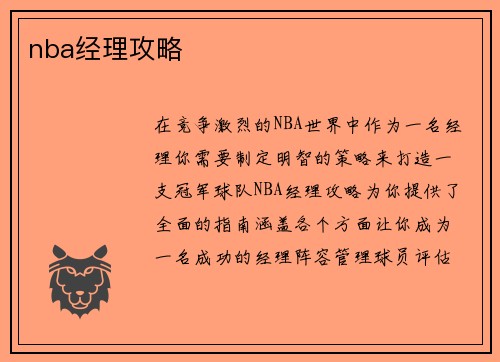 nba经理攻略