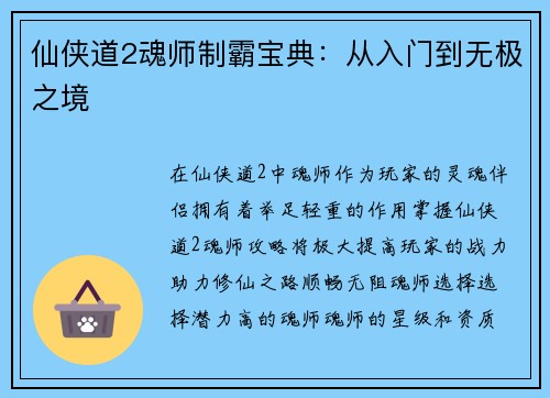 仙侠道2魂师制霸宝典：从入门到无极之境